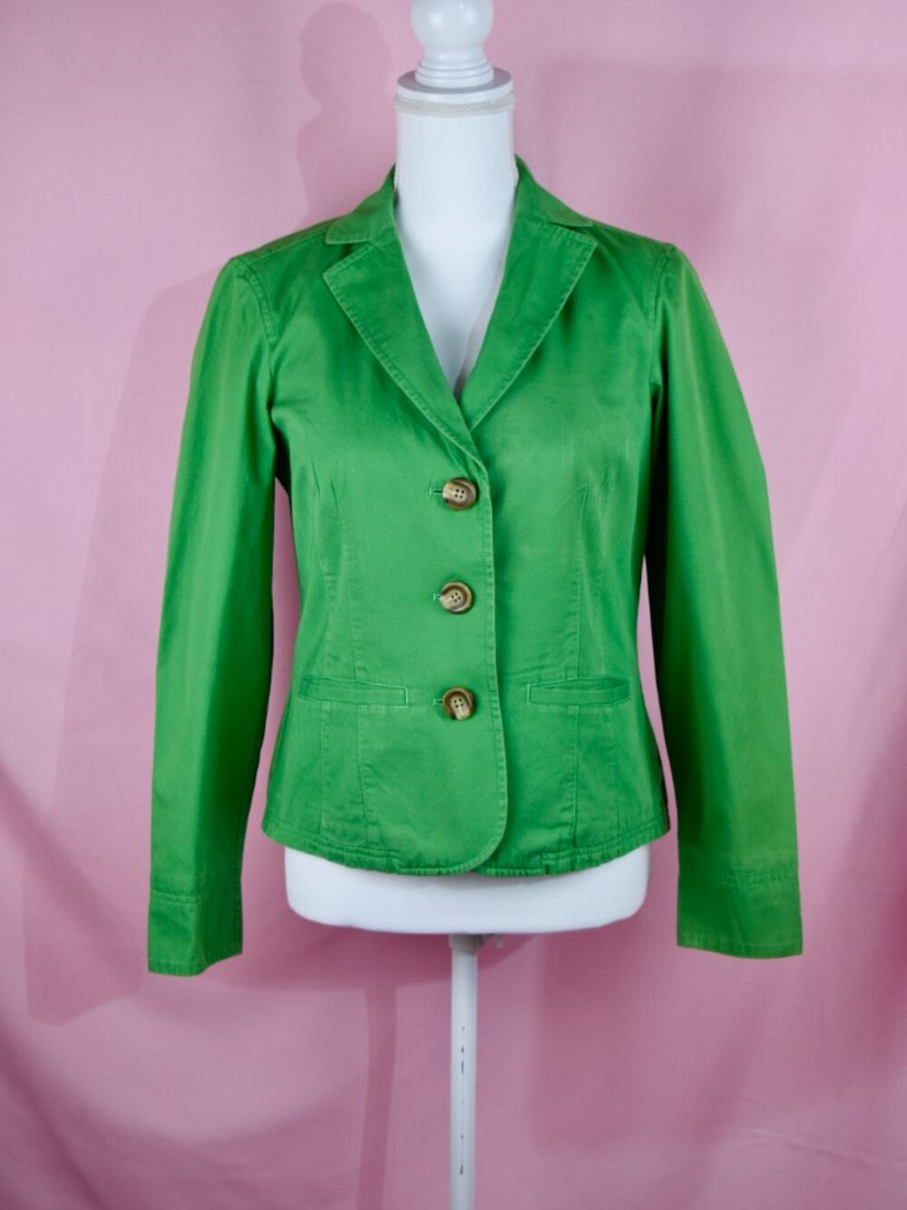 L.L. Bean Kelley Green Cotton Blend Tailored Blazer Jacket | Size 4